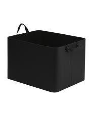 19x13 Faux Leather Extra Large Black Storage Bin With Handles | TJ Maxx