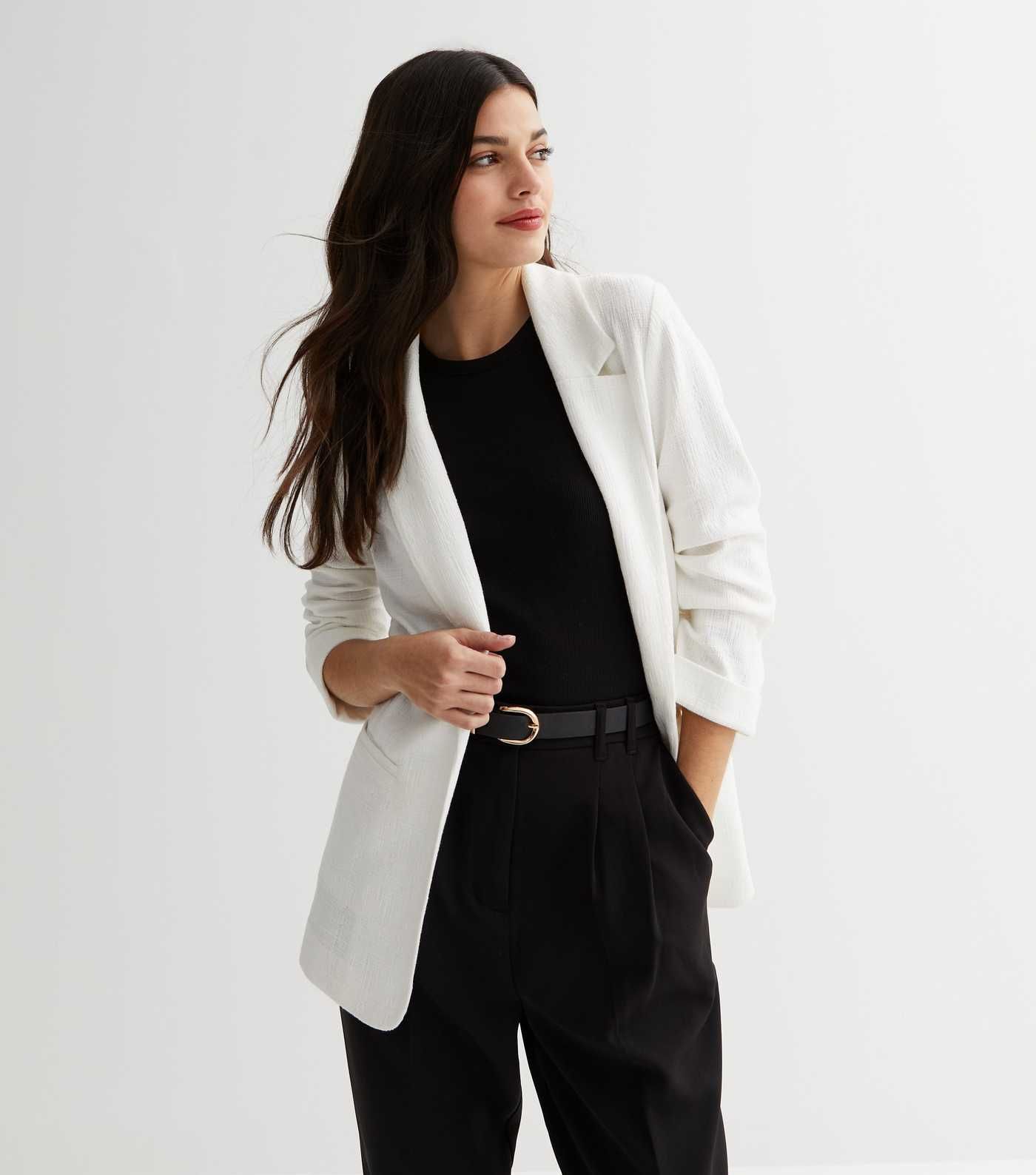 White Textured Jersey Blazer
						
						Add to Saved Items
						Remove from Saved Items | New Look (UK)