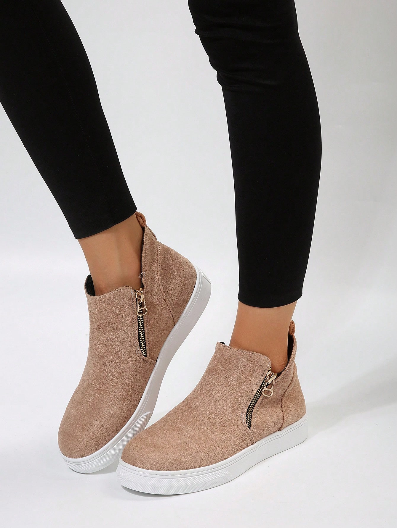 Women's Fashionable Soft Side Zipper Casual Sports Shoes | SHEIN