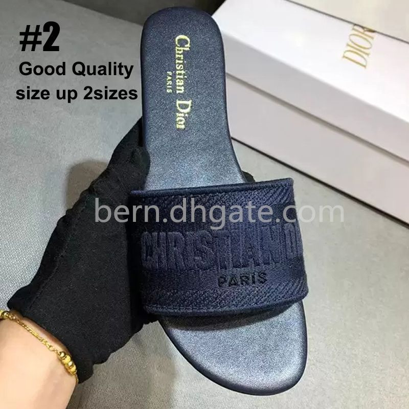 D I O R Premiun/Good Dupe Embroidery Printing Summer Flat Slippers Beach Sandals For Women EU Siz... | DHGate
