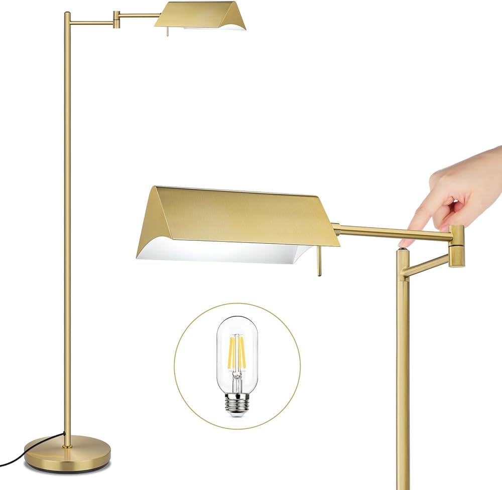 Mlambert Reading Floor Lamp, LED Pharmacy Lamp with Swing Arms, Swivel Head Adjustable Standing L... | Amazon (US)