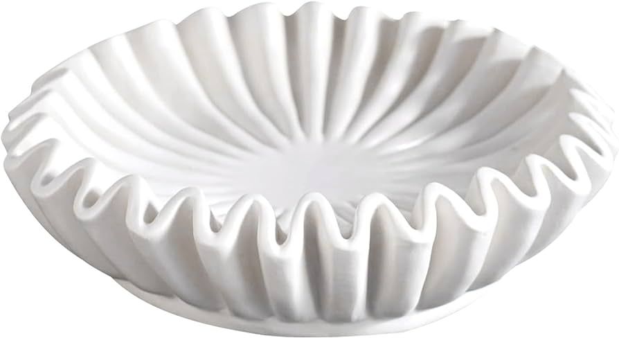 Laqerjc Fluted Bowl, 6 Inch Resin Ruffle Bowl, Vintage Antique Scalloped Bowl, Fruit Decorative B... | Amazon (US)