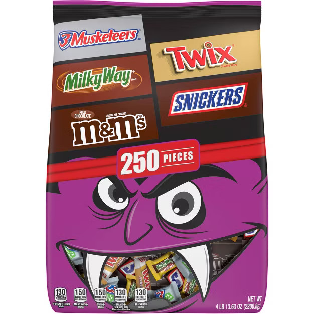 M&M's, Snickers, Twix, 3Musketeers, & Milky Way Halloween Variety Pack - 77.63oz/250ct | Target