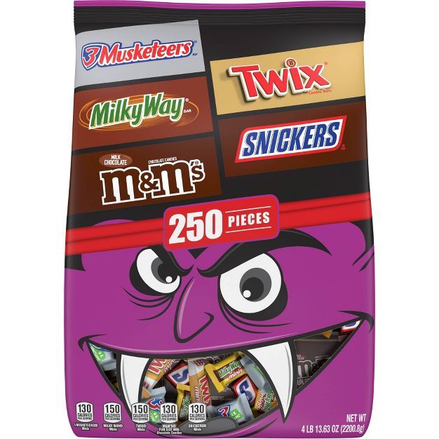 M&M's, Snickers, Twix, 3Musketeers, & Milky Way Halloween Variety Pack - 77.63oz/250ct | Target
