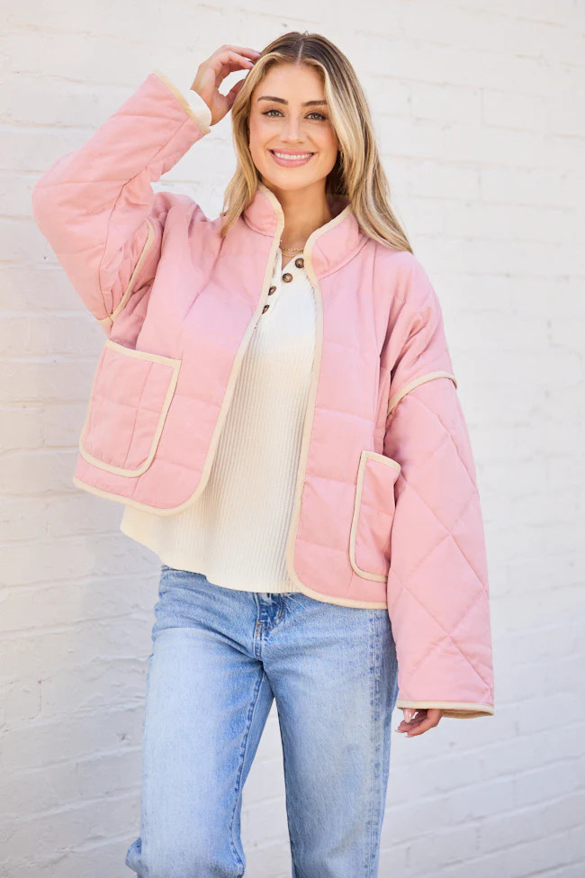 Maggie Pink Quilted Jacket SALE | Pink Lily