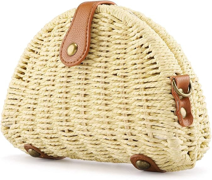Ayliss Women Straw Crossbody Handbag Clutch Straw Shoulder Handbag Purse Rattan Summer Beach Wove... | Amazon (US)