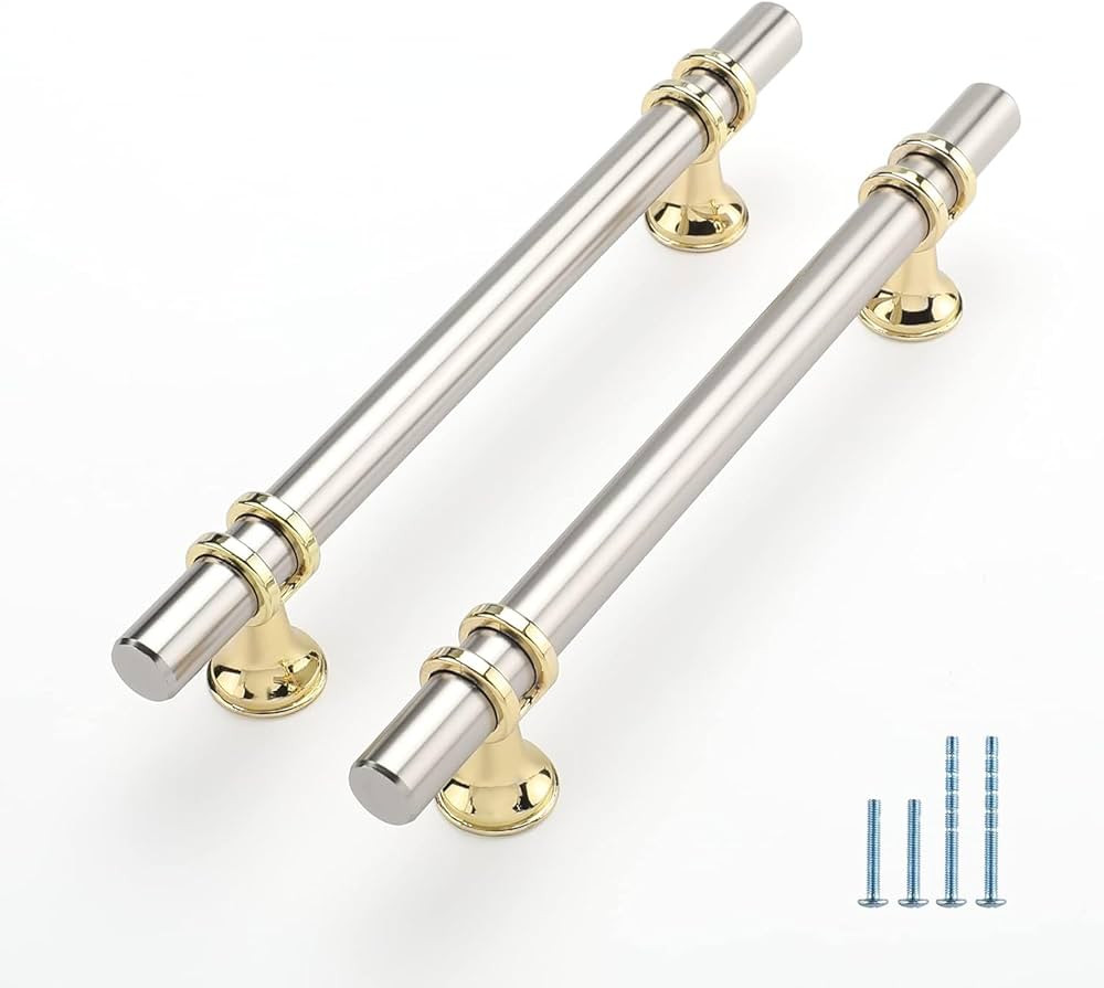 Haliwu 10 Pack Brushed Nickel Cabinet Pulls, Cabinet Handles Brushed Nickel, Barrel Cabinet Handl... | Amazon (US)