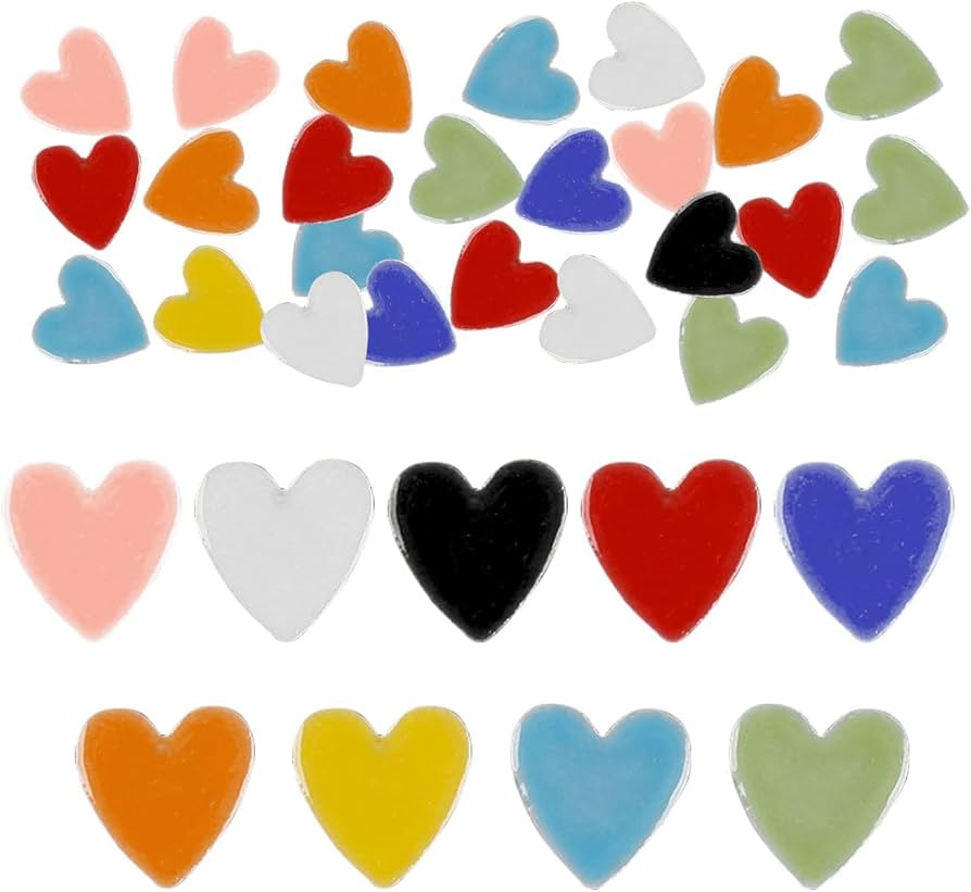 JOJOCY 240PCS Heart Ceramic Mosaic Tiles for Crafts Mixed Color Stained Glass Crystal Mosaic Tile... | Amazon (US)