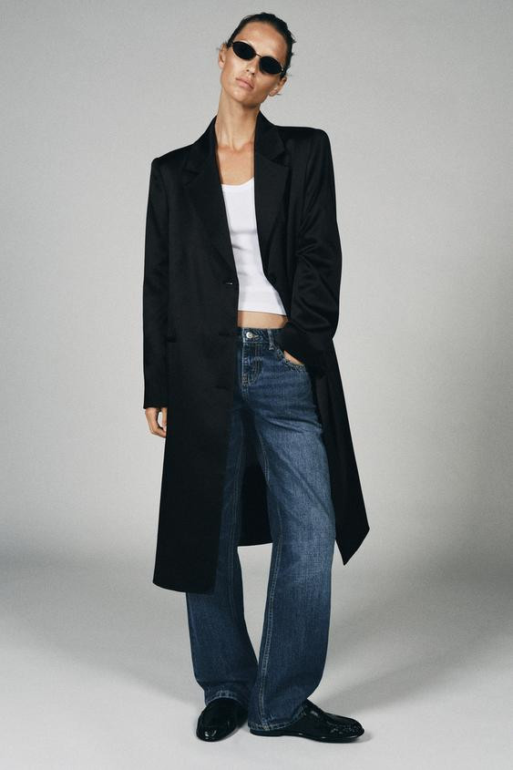 SATIN SHOULDER PAD COAT | Zara US