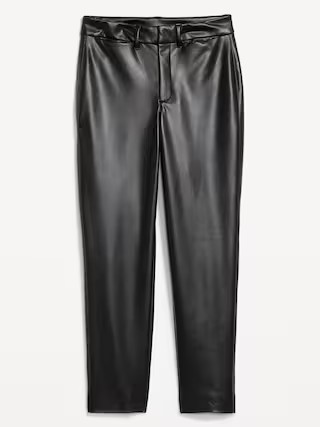 High-Waisted Faux-Leather Pixie Straight Pants | Old Navy (US)