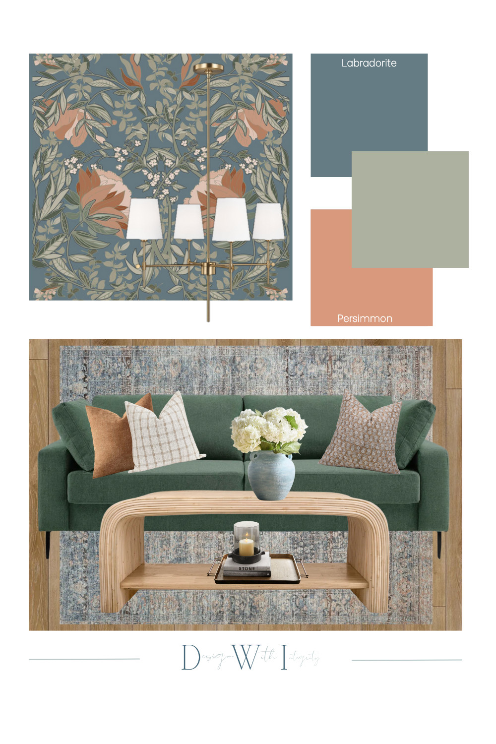 Bold & Botanical Living Room Mood Board | Deep Tones + Organic Texture

This living room mood board is a bold yet balanced take on color and pattern. Inspired by nature, the palette pairs deep green, terracotta persimmon, and muted blue-gray (Labradorite) with soft botanical prints and warm wood accents. A rich green sofa grounds the room, while the floral wallpaper and textured pillows bring layers of personality. The sculptural coffee table and brass chandelier offer structure and softness in equal measure. It’s the perfect look for a modern, collected space that feels inviting and fresh.

Pin this palette or shop the pieces on LTK to bring this living room vision to life!

#LivingRoomMoodBoard #LivingRoomDesign #BoldInteriors #BotanicalWallpaper #ColorfulInteriors #InteriorDesignInspo #ModernEclecticStyle #MoodyColorPalette #GreenSofa #LTKHome #LivingRoomRefresh #CollectedStyle #HomeDecorTrends #WallpaperInspo #BoldAndBeautiful #ModernTraditional #InteriorMoodBoard #DesignWithIntegrity #WarmEarthyTones #LivingRoomRemodel 

 #LTKHome