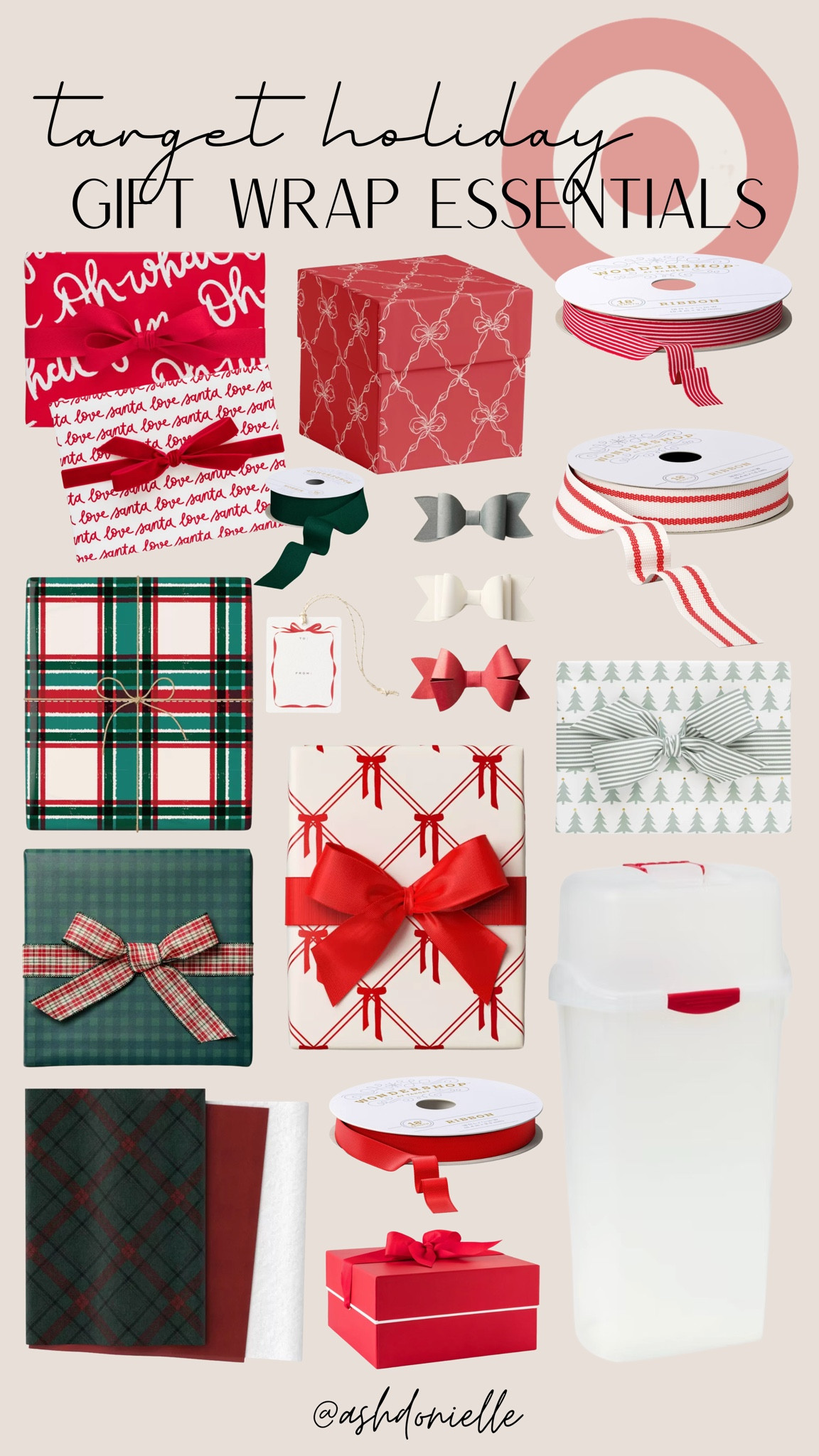 Target holiday gift wrap essentials

Christmas wrapping paper
Gift boxes
Ribbon spools
Gift tags
Wrapping paper cutter
Tape dispenser
Holiday tissue paper
Bows and toppers
Scissors

#LTKSaleAlert #LTKSeasonal #LTKHoliday