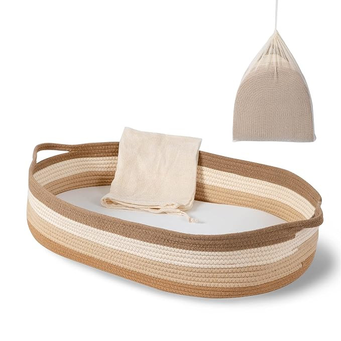 Baby Changing Basket - Moses Basket Changing Table Topper and Thick Foam Pad with Removable Cotto... | Amazon (US)