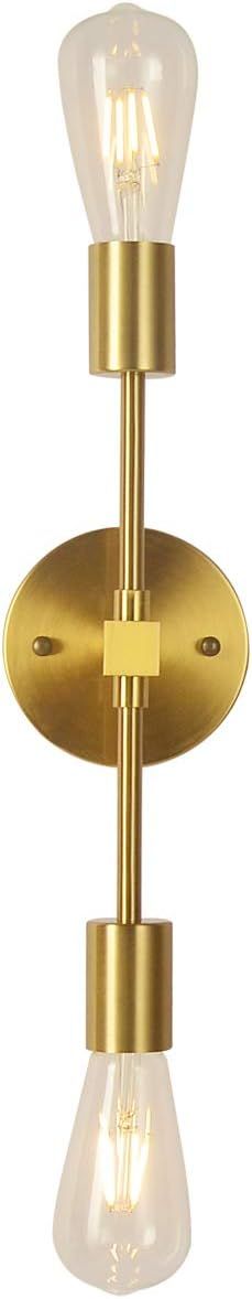BAODEN 2 Lights Brushed Brass Wall Sconce Bathroom Vanity Modern Industrial Wall Lamp Pole Wall M... | Amazon (US)