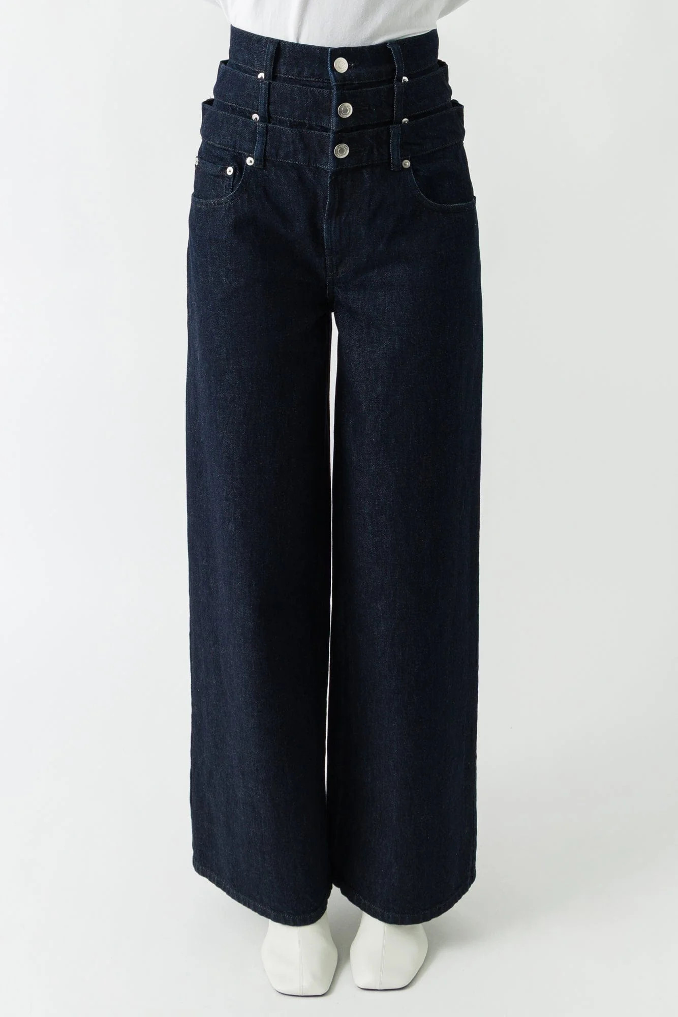 Viktor & Rolf Triple Layer Denim Trousers in Dark Denim | Antidote