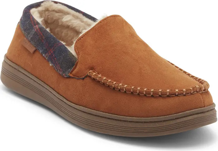 Cole Haan Plaid Trim Faux Fur Lined Microsuede Slipper (Men) | Nordstromrack | Nordstrom Rack