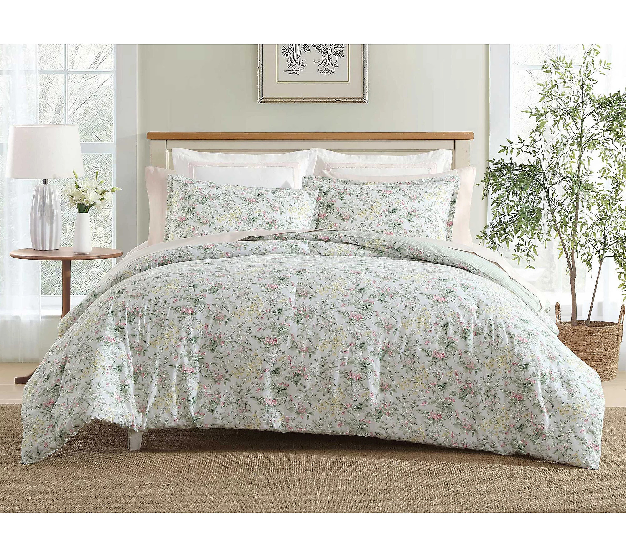 Laura Ashley Bramble Floral Pink Twin Comforter Set | QVC