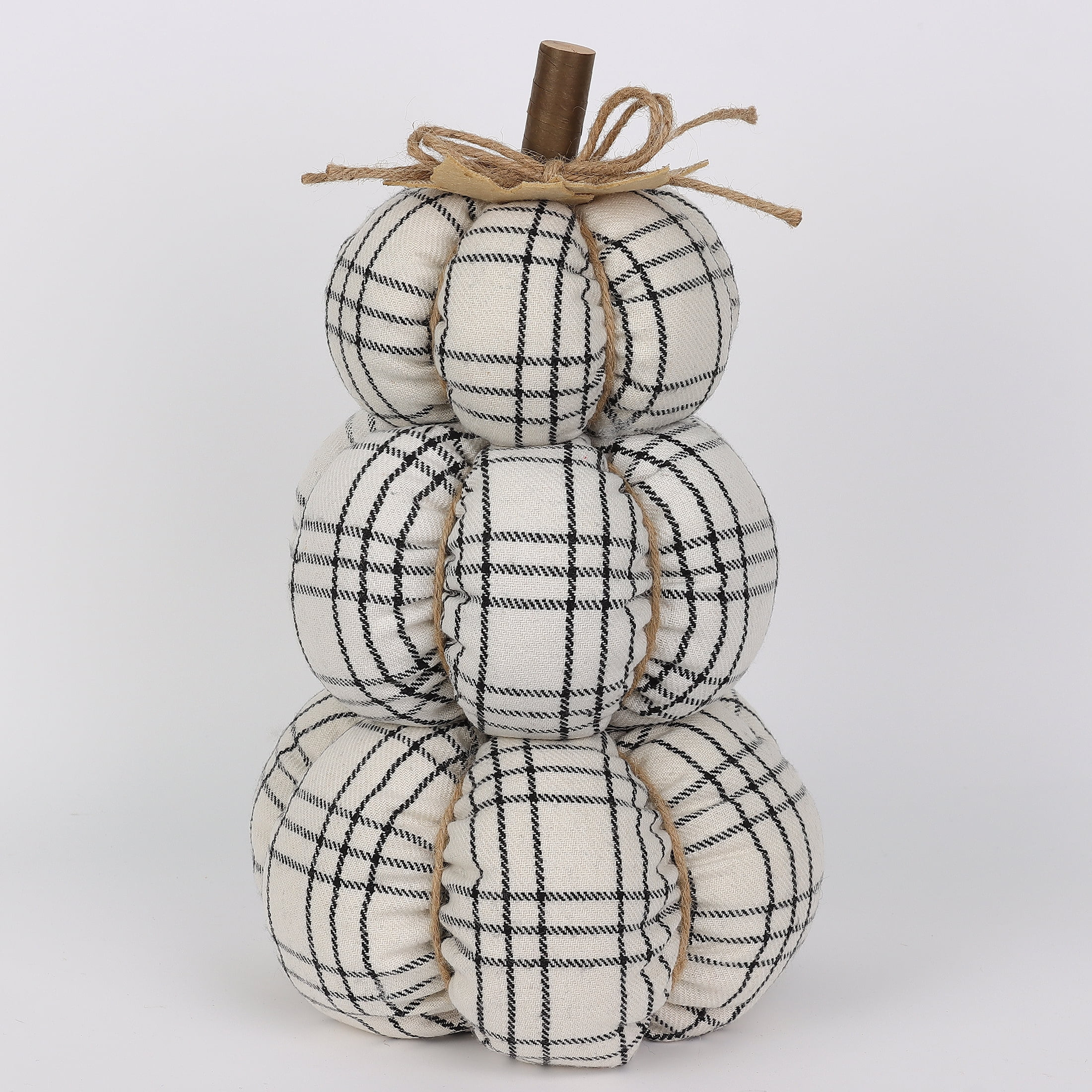 Fall, Harvest Black & White Plaid Stacked Fabric Pumpkin Indoor Decoration, 14", by Way To Celebr... | Walmart (US)
