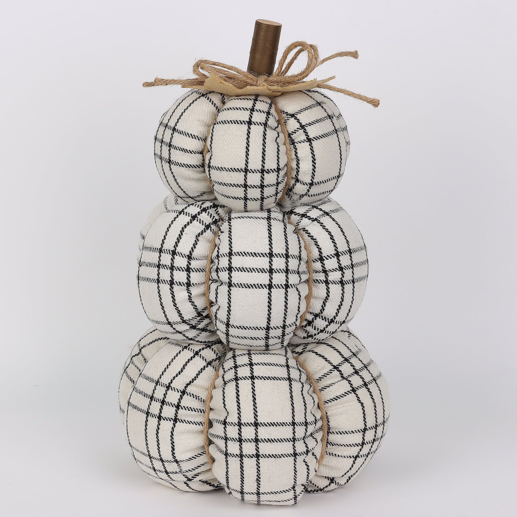 Fall, Harvest Black & White Plaid Stacked Fabric Pumpkin Indoor Decoration, 14", by Way To Celebr... | Walmart (US)