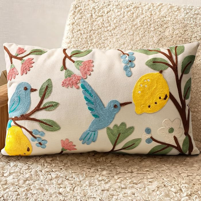 Kokaaee Embroidered Lumbar Pillow Covers 20x12 Inch - Summer Boho Decorative Pillow Cover with Zi... | Amazon (US)