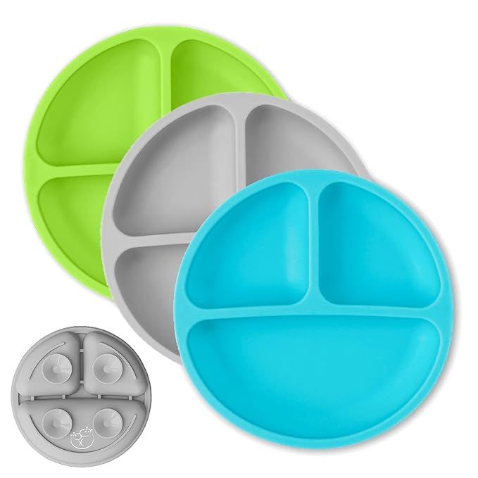 Hippypotamus Toddler Plates with Suction - Baby Plates - 100% Food-Grade Silicone Divided Plates ... | Amazon (US)