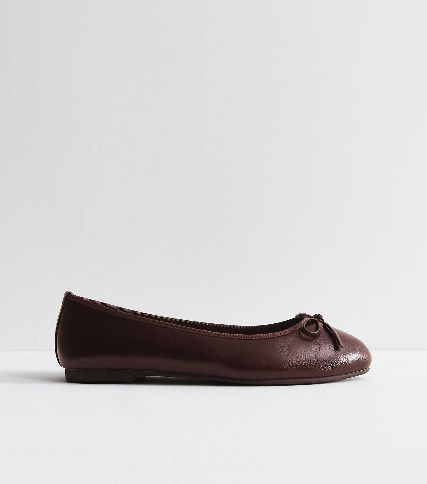 Extra Wide Dark Burgundy Faux Leather Ballet Flats | New Look | New Look (UK)