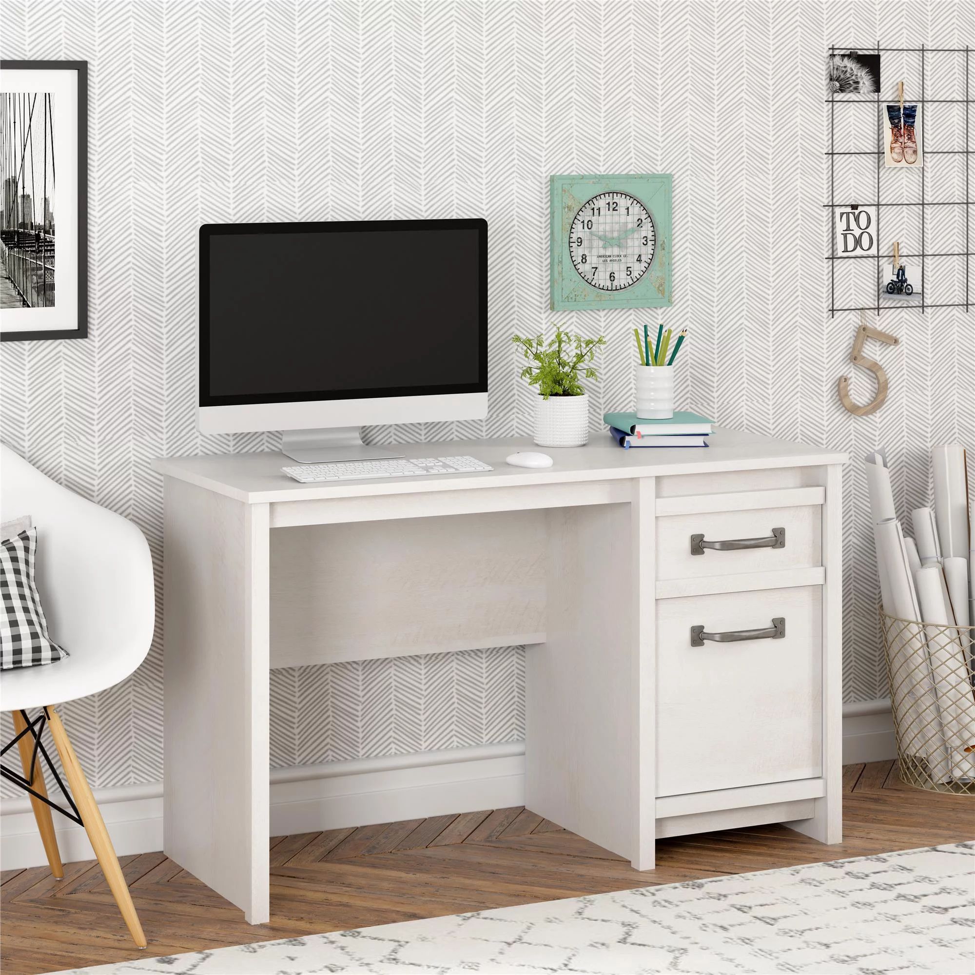 Better Homes & Gardens Emory Computer Desk, Ivory Oak | Walmart (US)