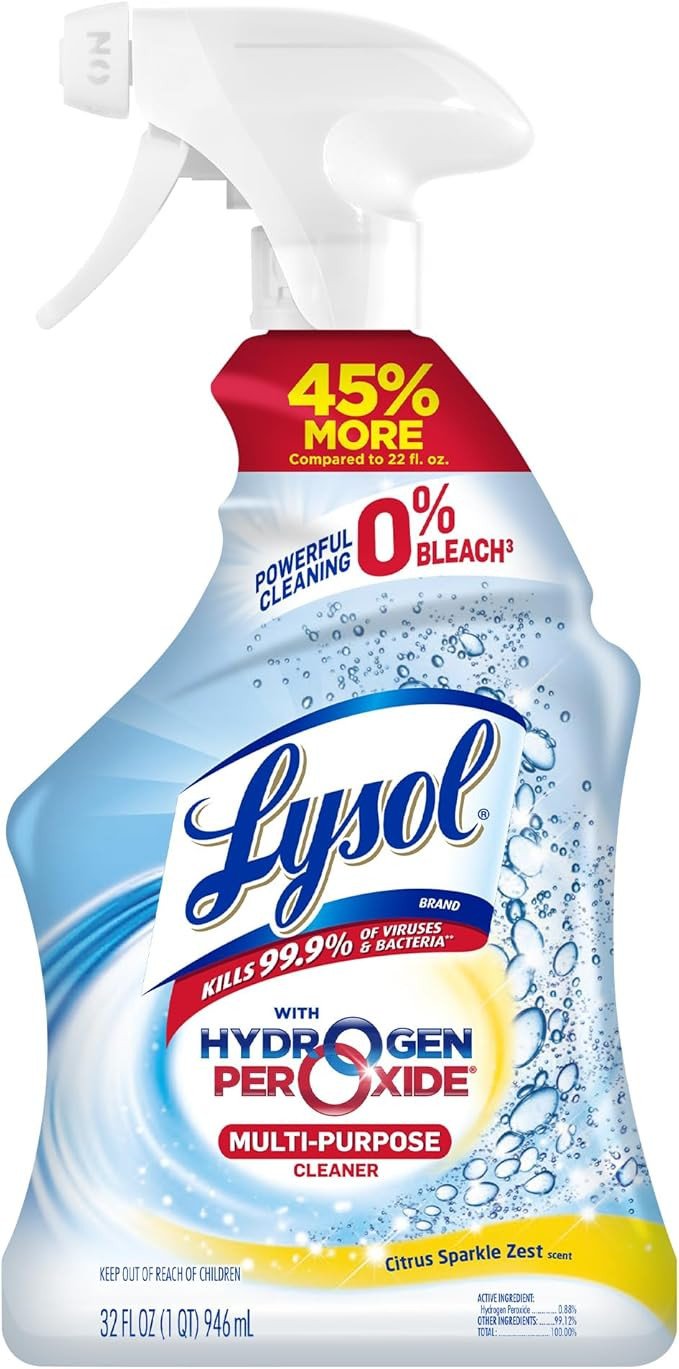 Lysol Cleaner Hydrogen Peroxide Multi-Purpose Cleaner Spray, Citrus, 32 Fluid Ounce | Amazon (US)