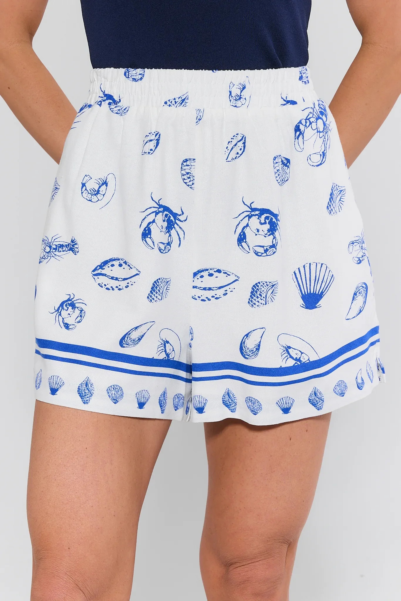 Sunny Blue Shell Print Shorts | Avara