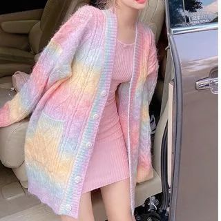 Rainbow Cardigan Pink - M | YesStyle Global