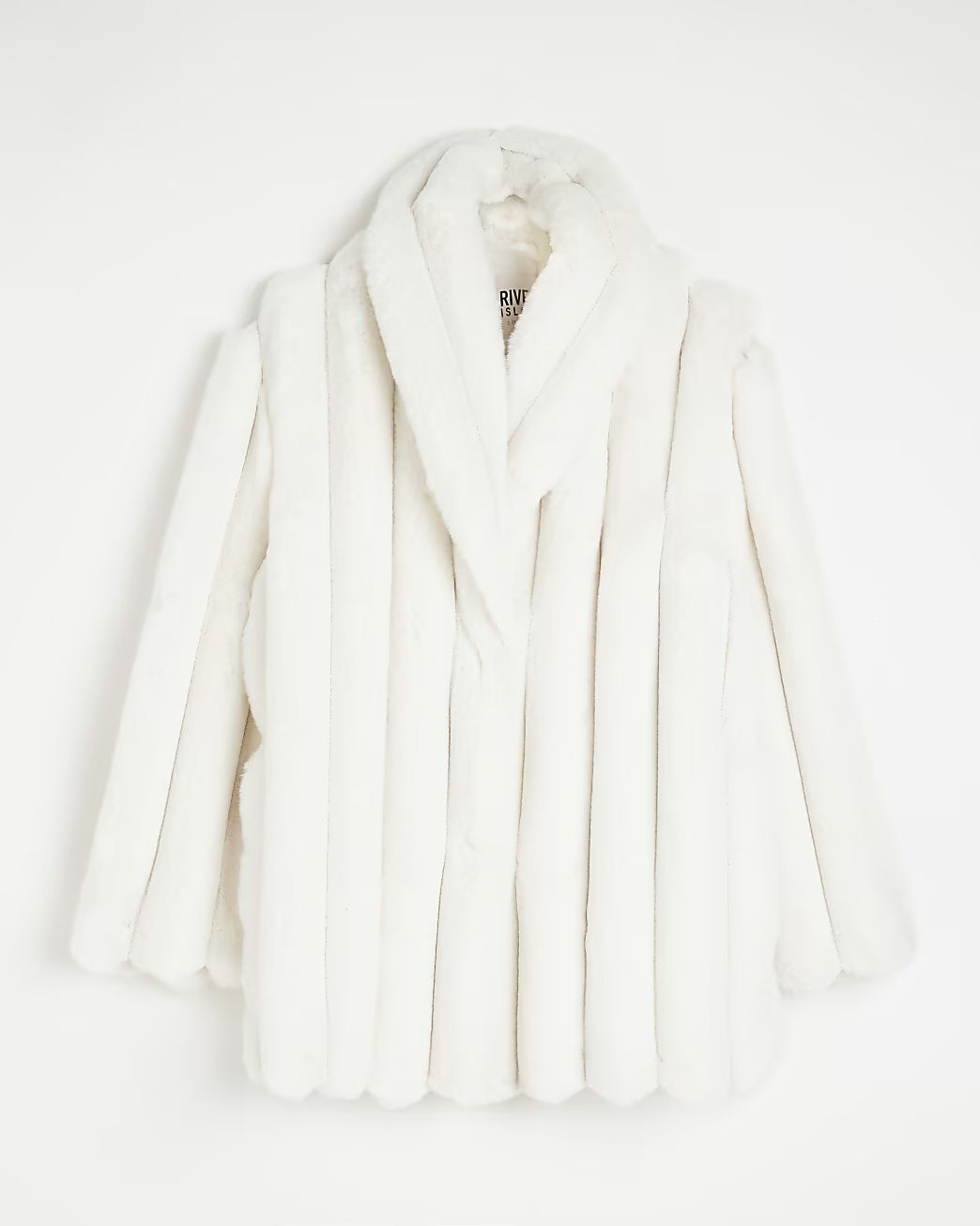 Cream faux fur panelled coat | River Island (UK & IE)