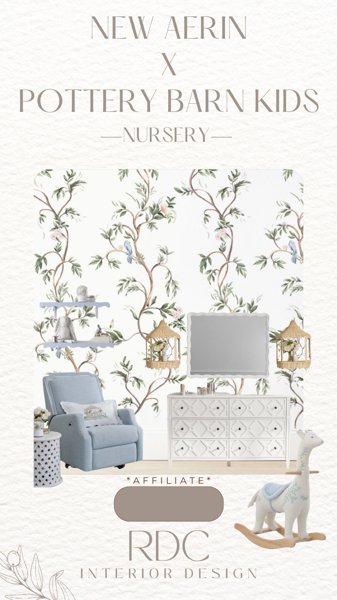 New darling nursery line at Pottery Barn Kids with designer Aerin Launder. Give me allll the scallops and rattan. This wallpaper line is STUNNING! 

Would make great baby gifts to new moms or baby registry items.

#LTKhome