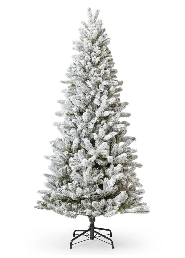 Home  /   Products  /   6.5' King Flock® Slim Artificial Christmas Tree with 400 Warm White LED ... | King of Christmas