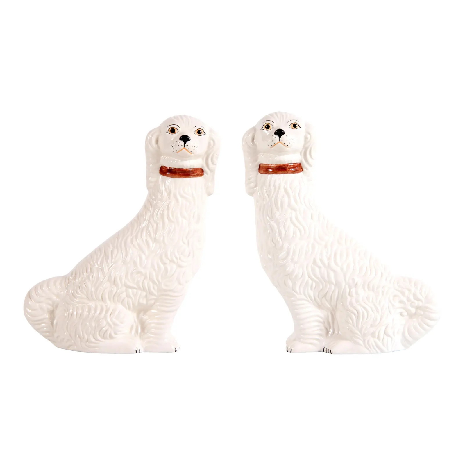 Vintage Italian Staffordshire Style Ceramic Spaniel Dogs - a Pair | Chairish