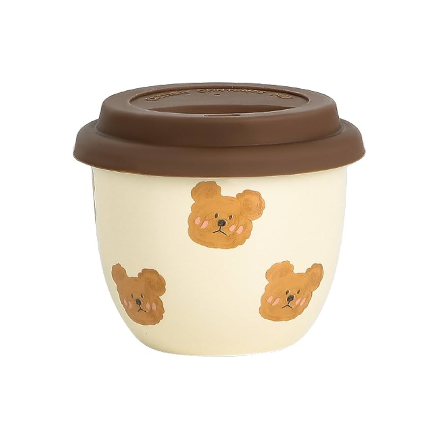 Cute Bear Mug with Lid, Cute Coffee and Tea Mug，Gift for Friend Women Men，Beige, 8oz | Amazon (US)