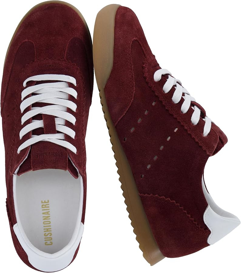 CUSHIONAIRE Tick Tock Women's Genuine Leather Lace-Up Casual Sneaker – Retro-Inspired Walking S... | Amazon (US)