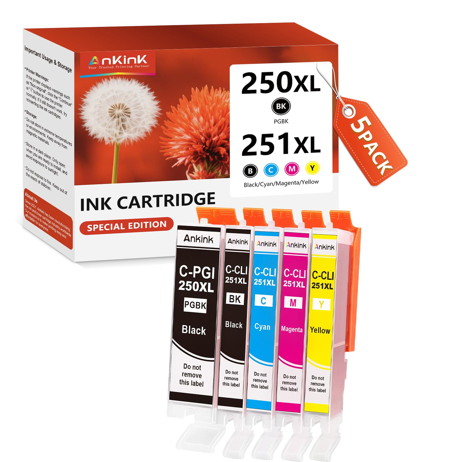 PGI-250XL CLI-251XL 5 Color Value Pack,Compatible Ink Cartridges for Canon 250 251 XL PGI-250 CLI... | Amazon (US)