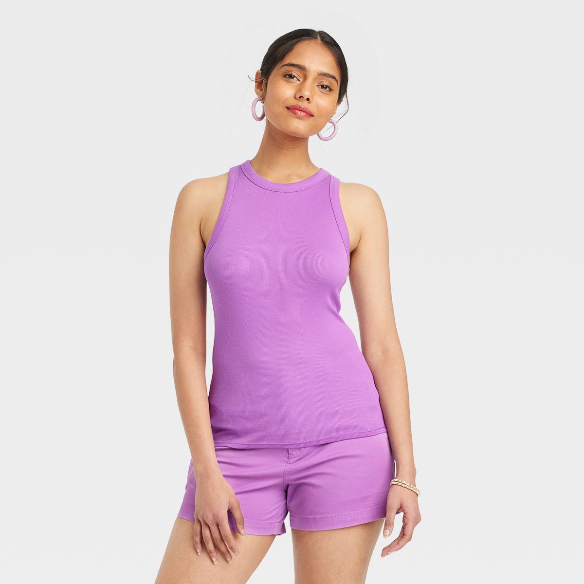 Women's Slim Fit Ribbed High Neck Tank Top - A New Day™ | Target