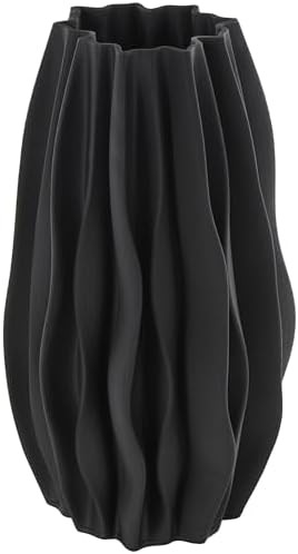 Deco 79 Ceramic Abstract Decorative Vase Dimensional Wavy Ribbed Centerpiece Vase with Floral Sha... | Amazon (US)