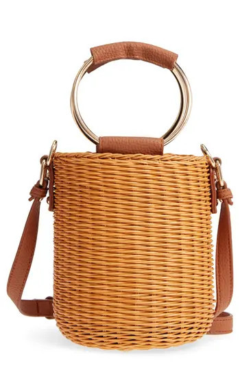 Malibu Skye Metal Handle Straw Bucket Bag - | Nordstrom