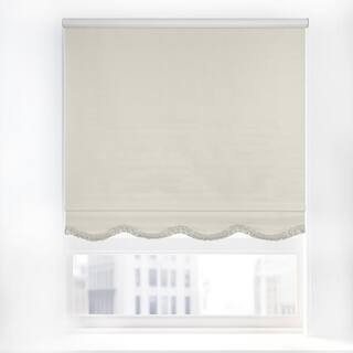 Chicology Fringe Ivory Textured Cordless Blackout Privacy Vinyl Roller Shade 35 in. W x 64 in. L ... | The Home Depot