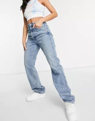 Weekday Rowe organic cotton  high waist straight leg jeans in bleach wash | ASOS (Global)