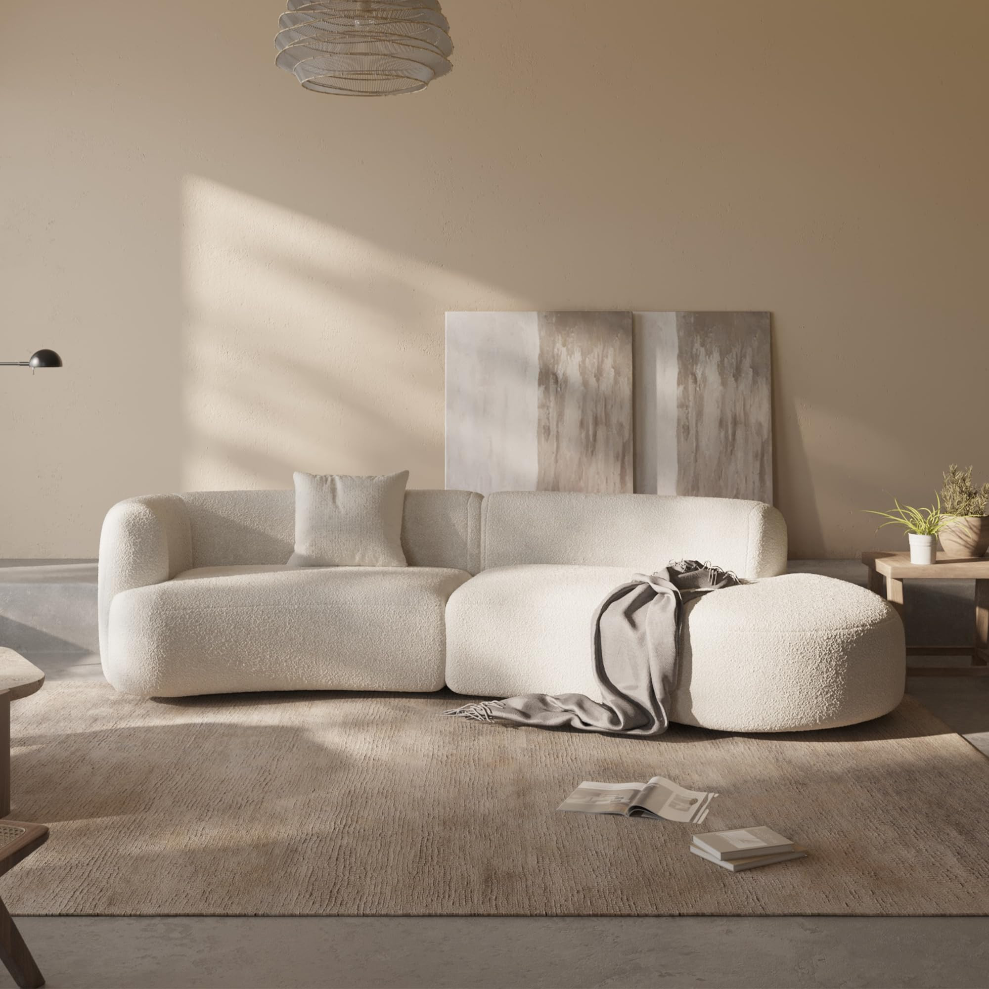 Acanva Modern Curved Sectional Living Room Couch, Minimalist Comfy Boucle Fabric Modular Sofa for... | Amazon (US)