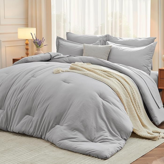 MUXHOMO 7 Pieces Queen Comforter Set, Soft Bed in a Bag Queen Size, All Season Bedding Set with C... | Amazon (US)