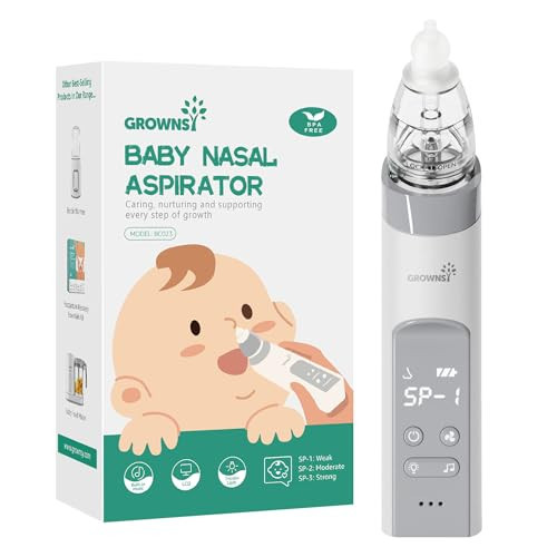 GROWNSY Nasal Aspirator for Baby, Electric Baby Nose Sucker with Larger Suction Chamber and More Powerful Suction, Automatic Nose Cleaner with Music and Light Soothing Function | Amazon (US)