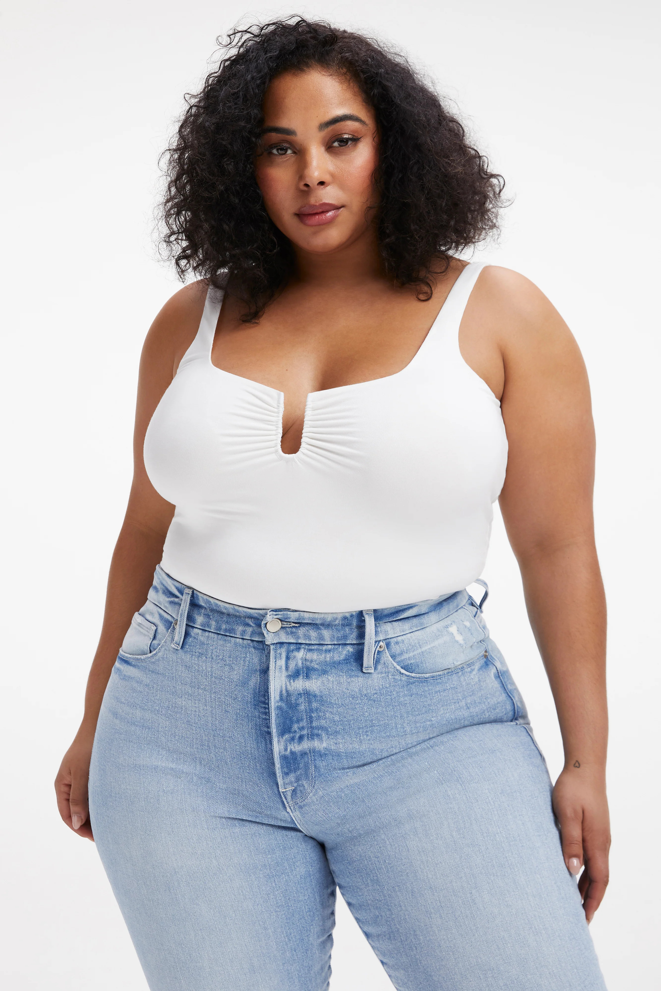 GOOD TOUCH RUCHED U RING BODYSUIT | IVORY001 | Good American