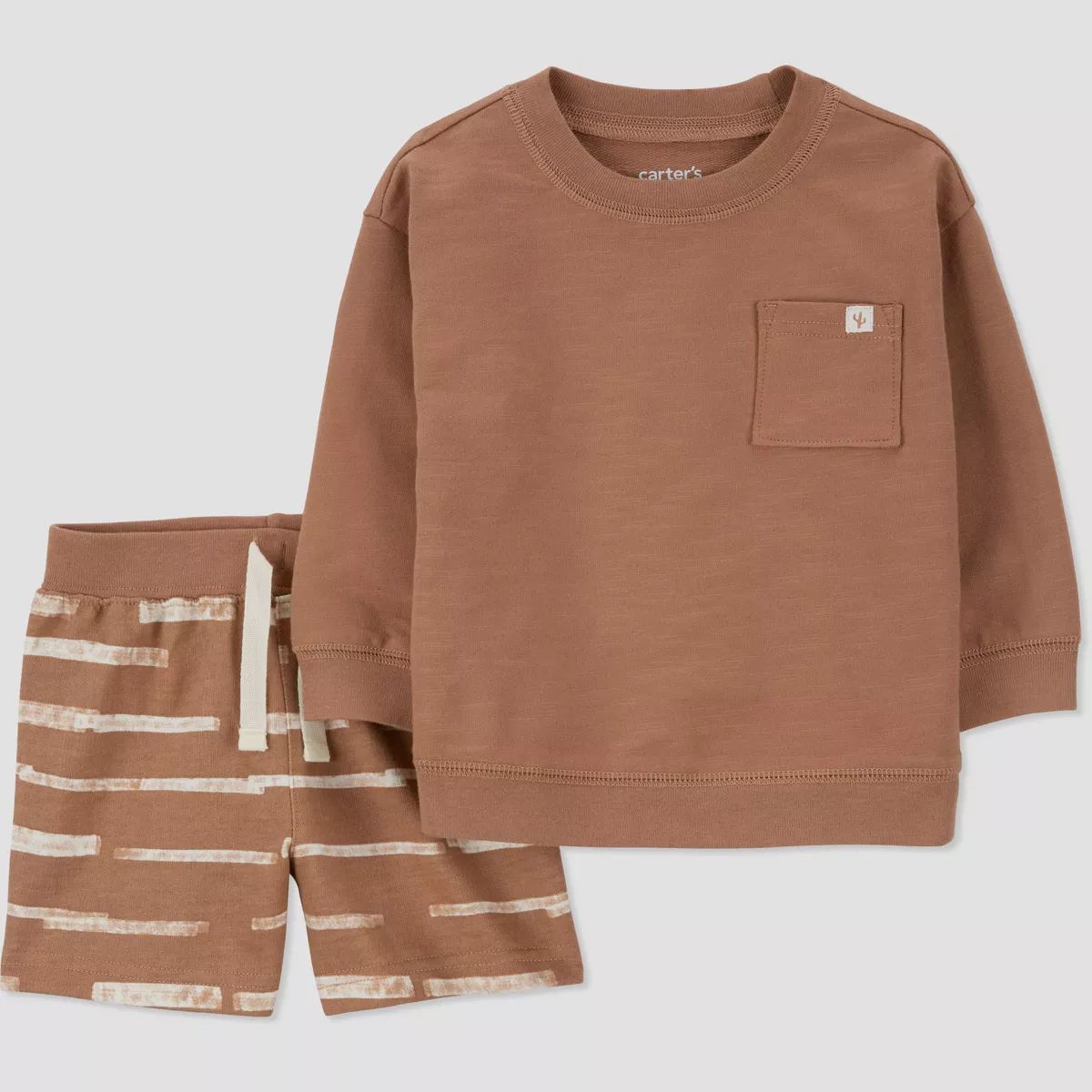 Carter's Just One You® Baby Boys' 2pc Striped Top & Shorts Set - Brown | Target