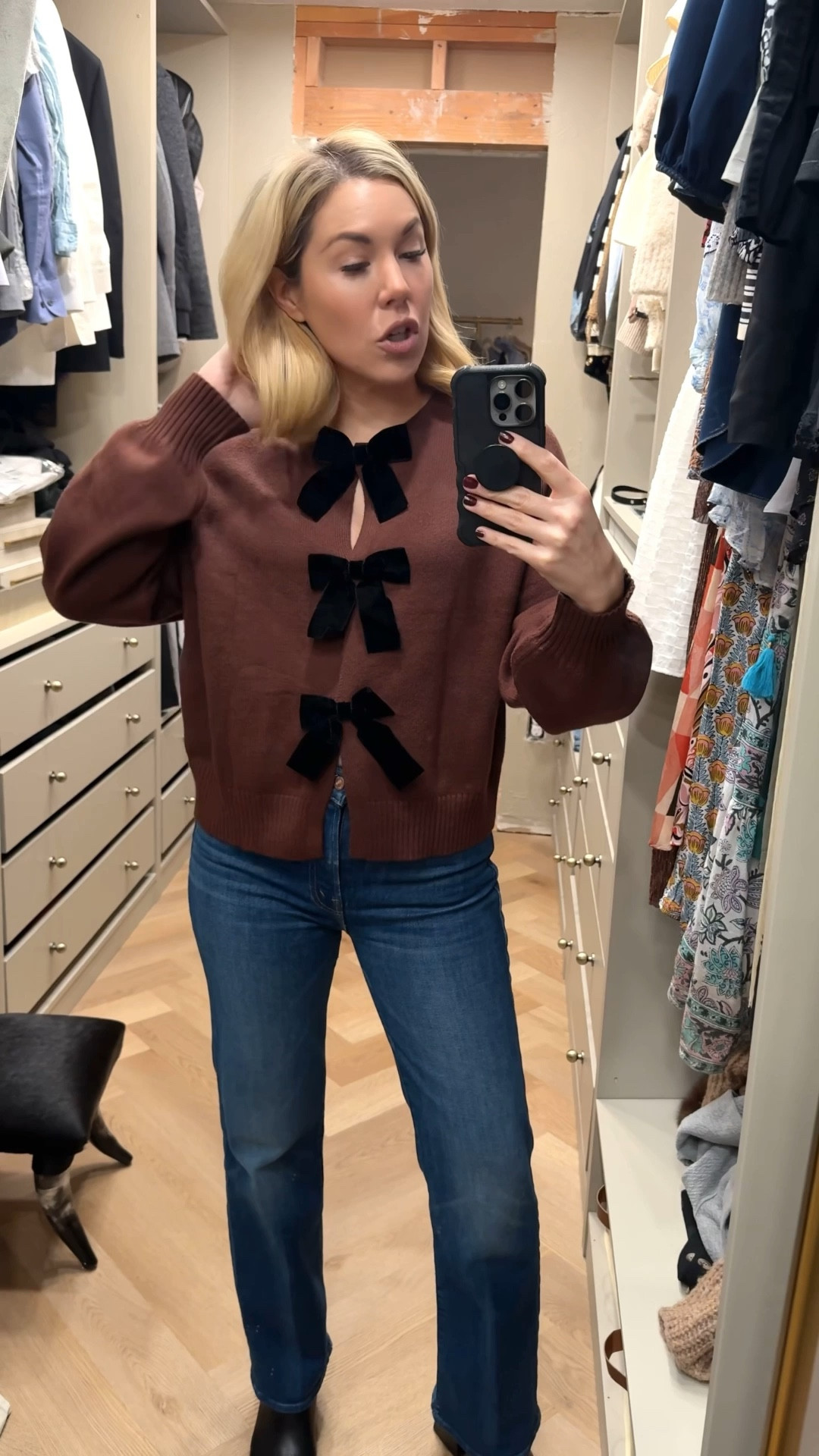 Bow sweater 
Amazon 
Looks so luxe - beautiful!! 

#LTKootd #LTKSeasonal #LTKFindsUnder50