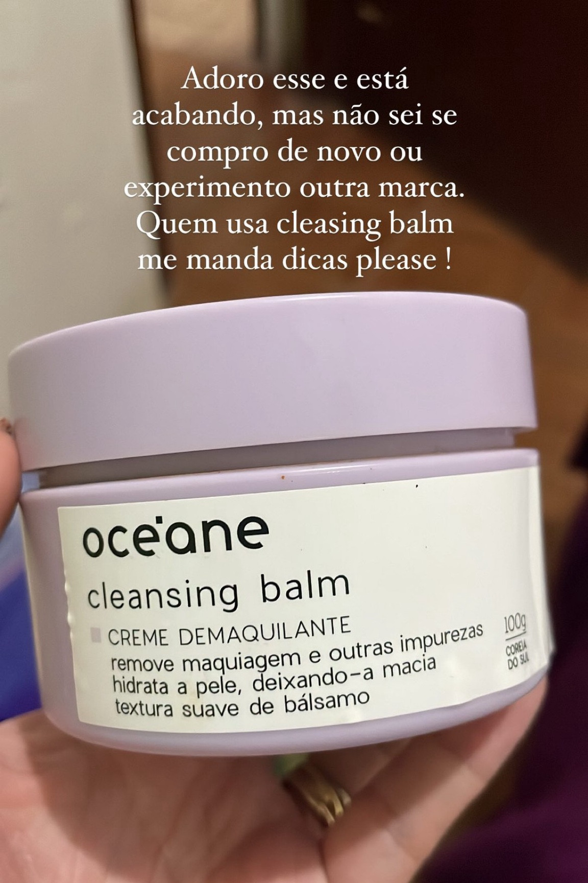 Cleasing balm da Oceane. Limpa bem, tem cheiro suave e deixa a pele bem hidratada.

#LTKbeauty #LTKbrasil
