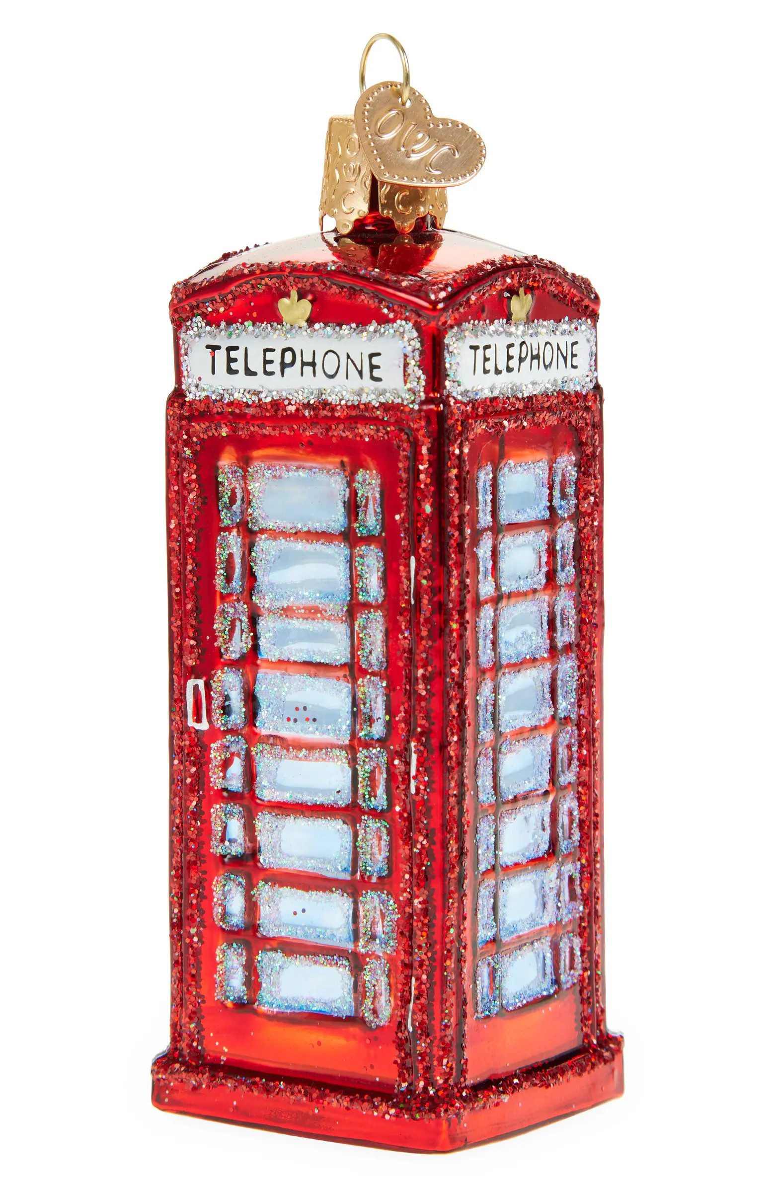 English Phone Booth Glass Ornament | Nordstrom